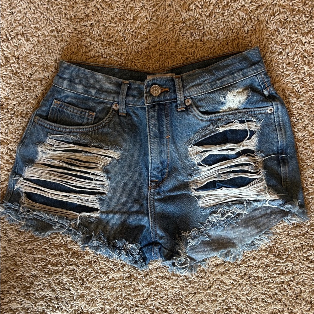 Just USA Ripped Blue Jean Shorts